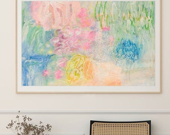Pastel Floral Abstract Art Print, Girly Nursery Decor