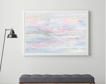Horizontal Wall Art, Pastel Abstract Wall Art, Large Art Print, Colorful Abstract Painting, Modern Relaxing Wall Decor Contemporary Art