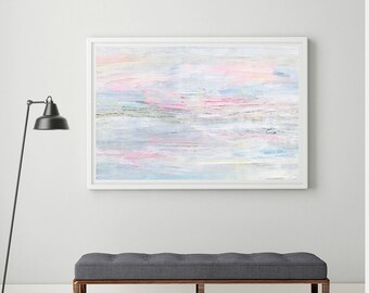 Horizontal Wall Art, Pastel Abstract Wall Art, Large Art Print, Colorful Abstract Painting, Modern Relaxing Wall Decor Contemporary Art