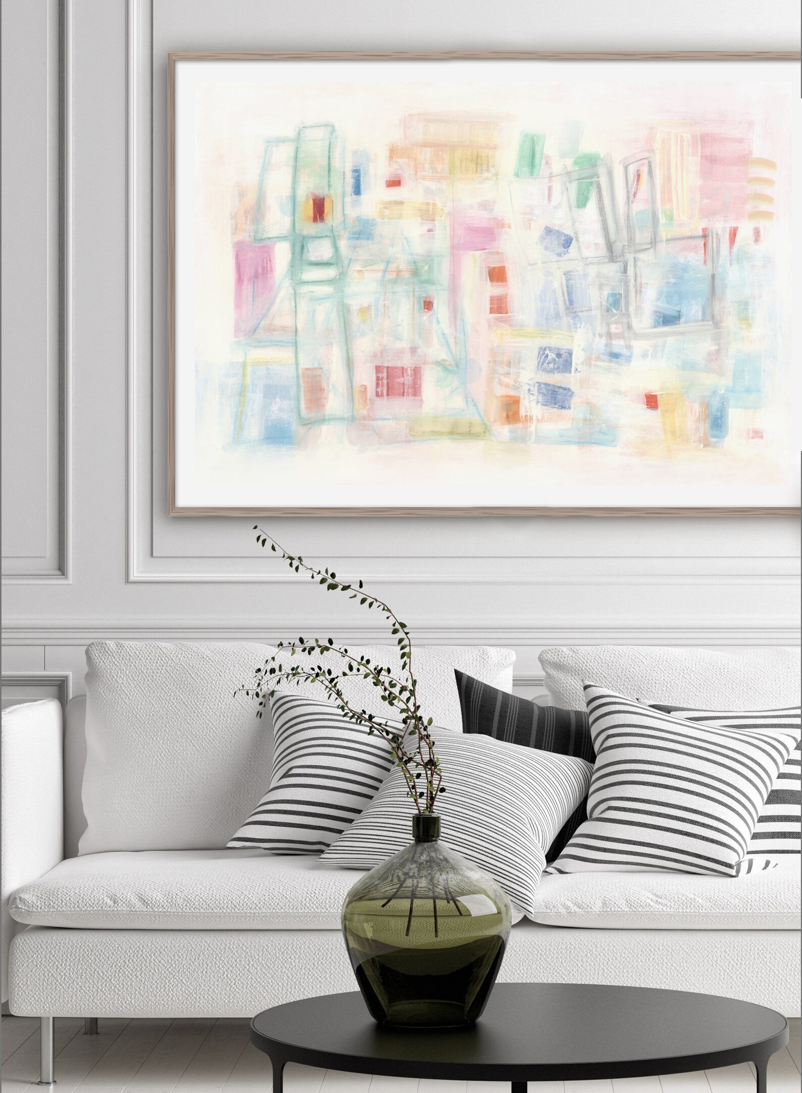 Horizontal Wall Art Pastel Abstract Wall Art Large Art Etsy