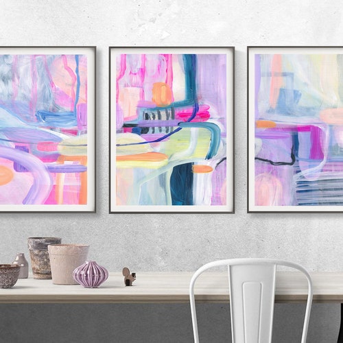 Large Art Prints 3 Piece Wall Art Horizontal Abstract Wall Etsy