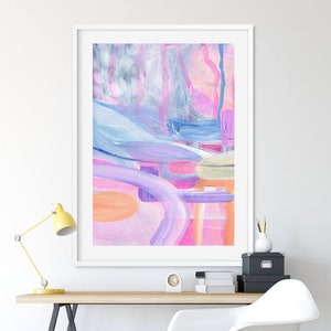 Bright Colorful Abstract Wall Art, Abstract Painting, Large Art Print, Living Room Wall Decor, Bright Wall Art, Pink Orange Purple