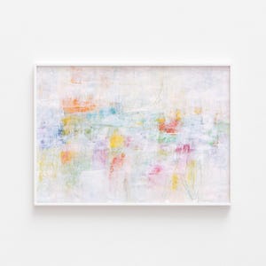 Pastel Abstract Painting White Artwork Pastel Colorful Extra Large Art Print Horizontal Wall Art Cute Nursery Canvas Print Preppy Aesthetic