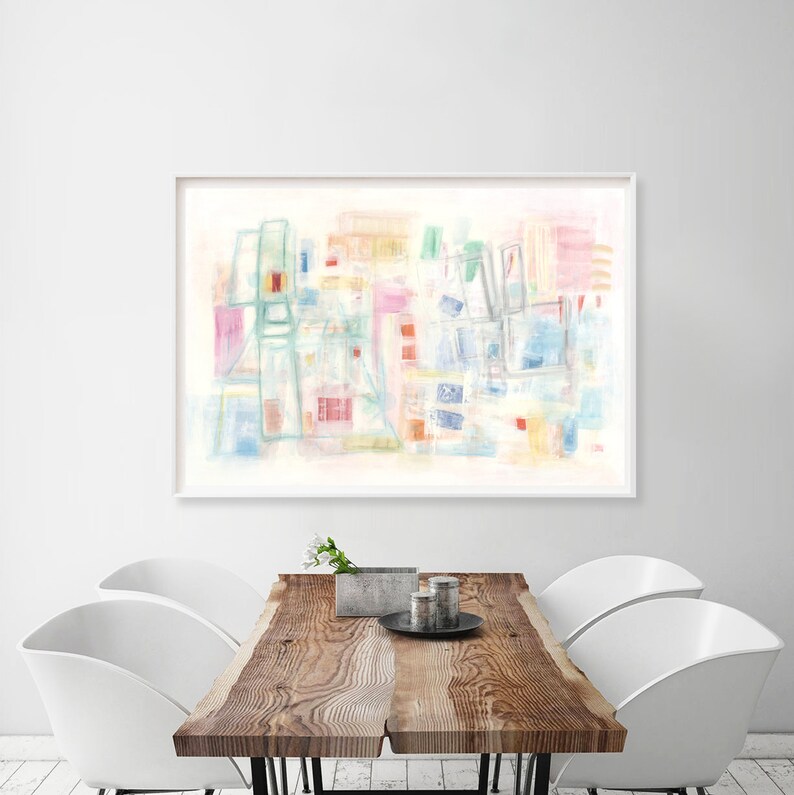 Horizontal Wall Art Pastel Abstract Wall Art Large Art Etsy
