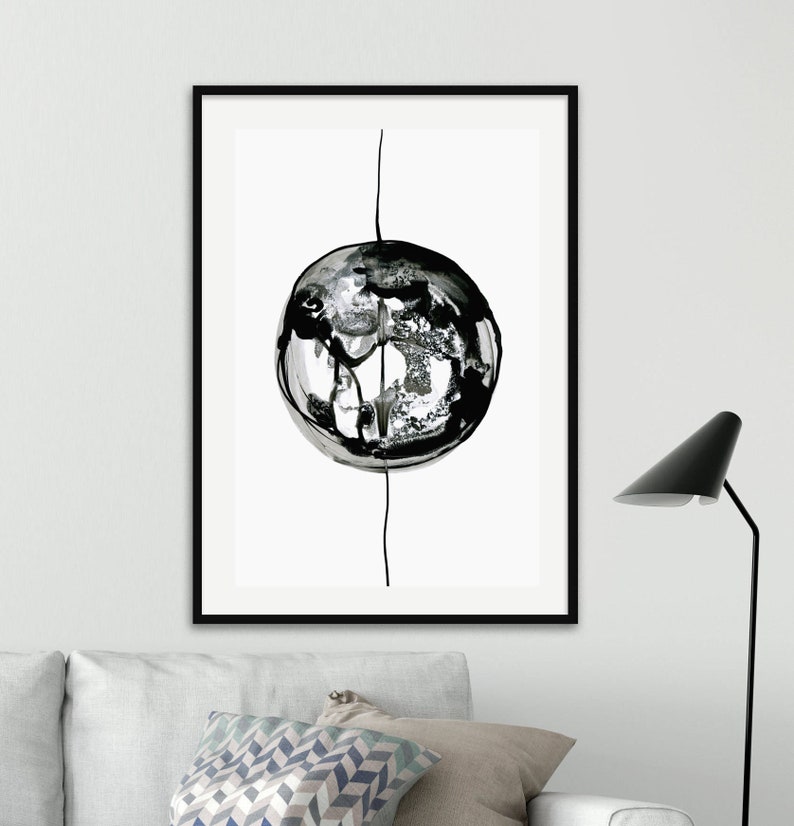 Black and White Wall Art Large Art Print Circle Wall Art | Etsy