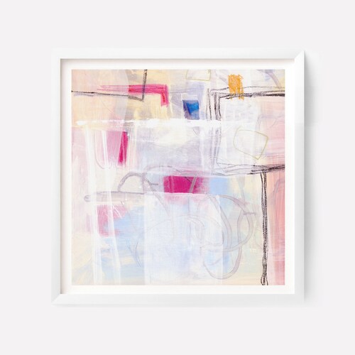 Set shops of 4 Art Prints Square Print, Pastel Abstract Wall Art 4 Piece Wall Art, Horizontal Colorful Abstract Art, Bright Joyful Wall Decor
