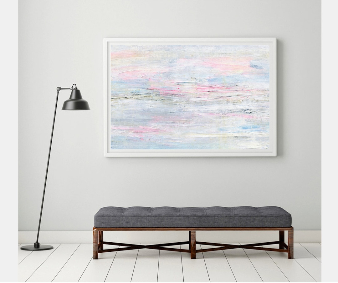 Horizontal Wall Art, Pastel Abstract Wall Art, Large Art Print