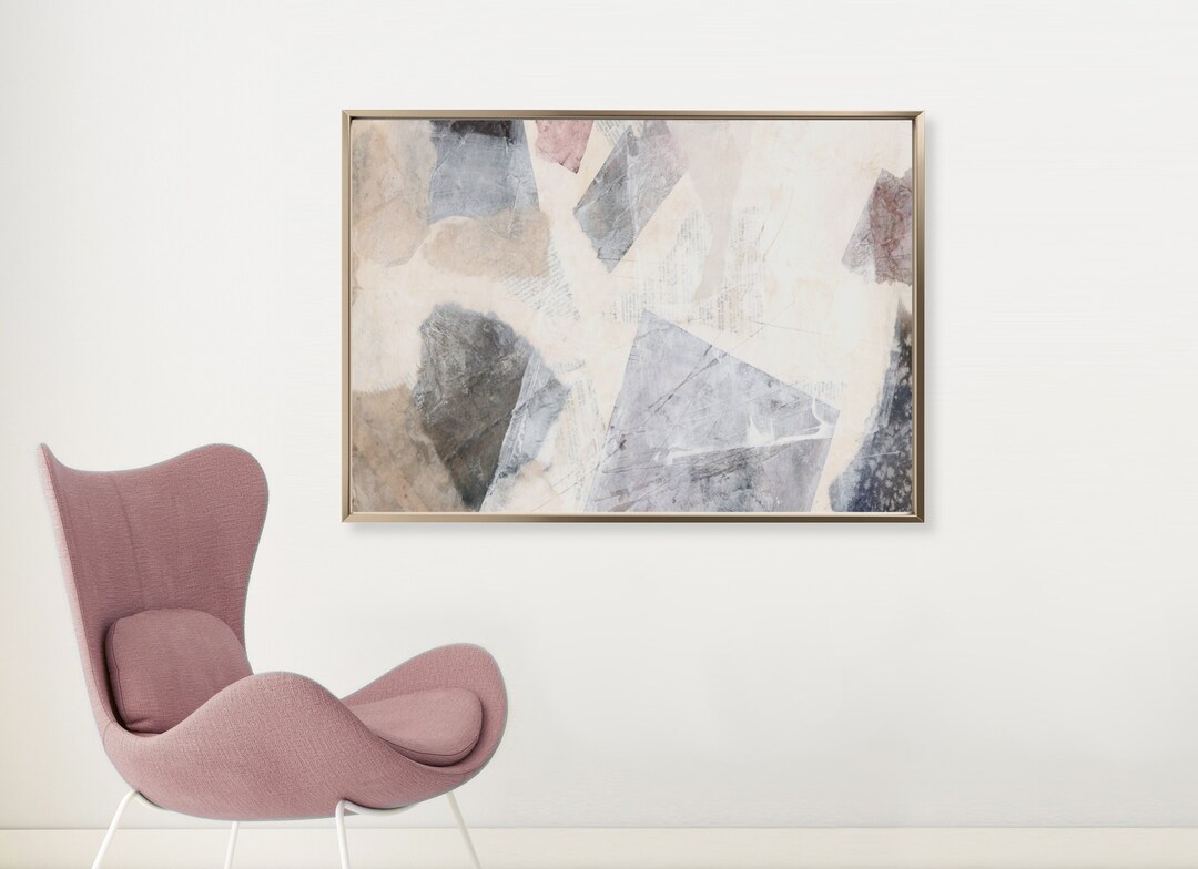 Bright Neutral Wall Art Abstract Art Large Horizontal Art Print, White