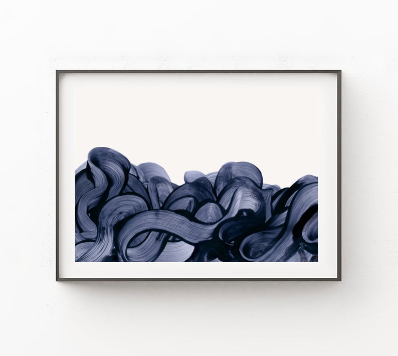 Downloadable Print Oversized Horizontal Navy Blue Wall Art Etsy