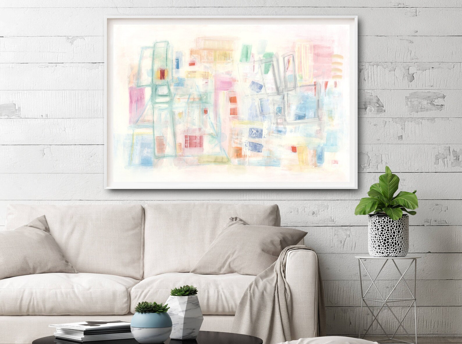 Horizontal Wall Art Pastel Abstract Wall Art Large Art Etsy