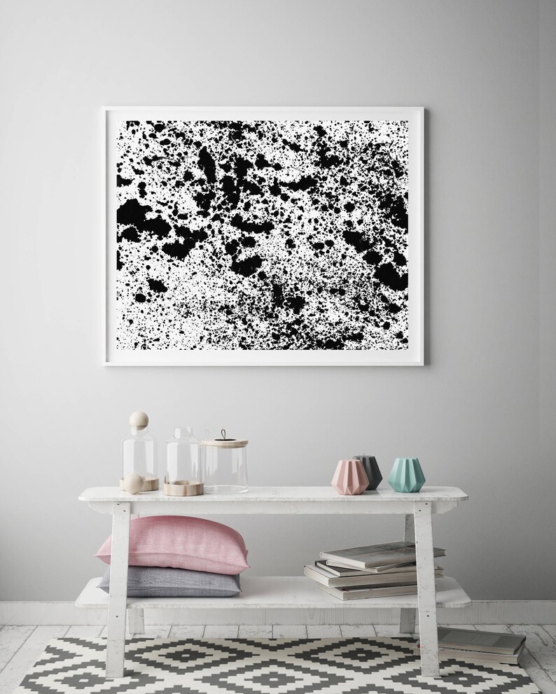 Black and White Wall Art Horizontal Print Abstract Wall Art Etsy