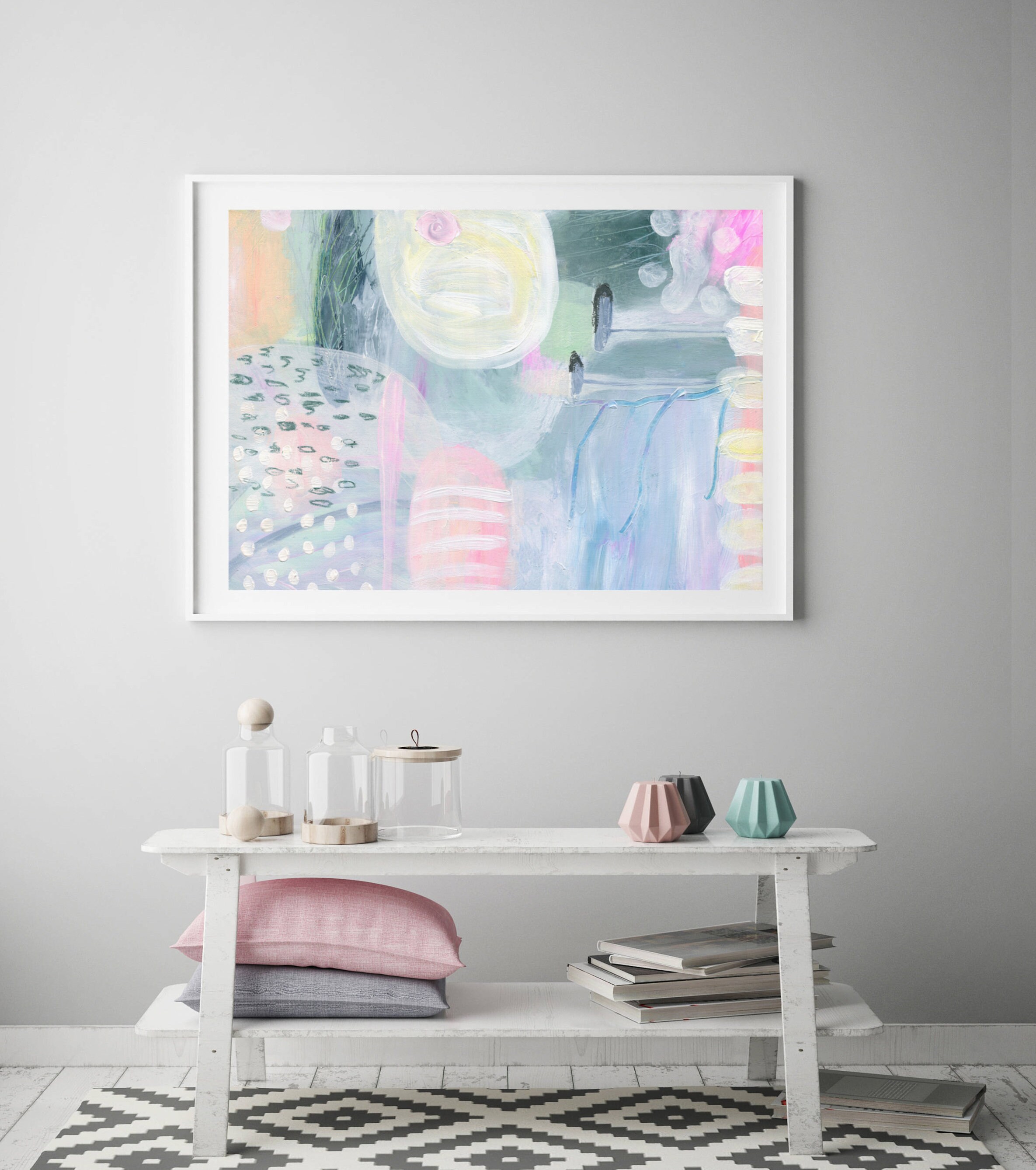 Horizontal Wall Art Pastel Abstract Wall Art Large Art Etsy