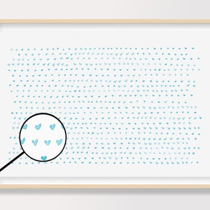Watercolor Hearts Art Print, Minimalist Light Blue Nursery Decor