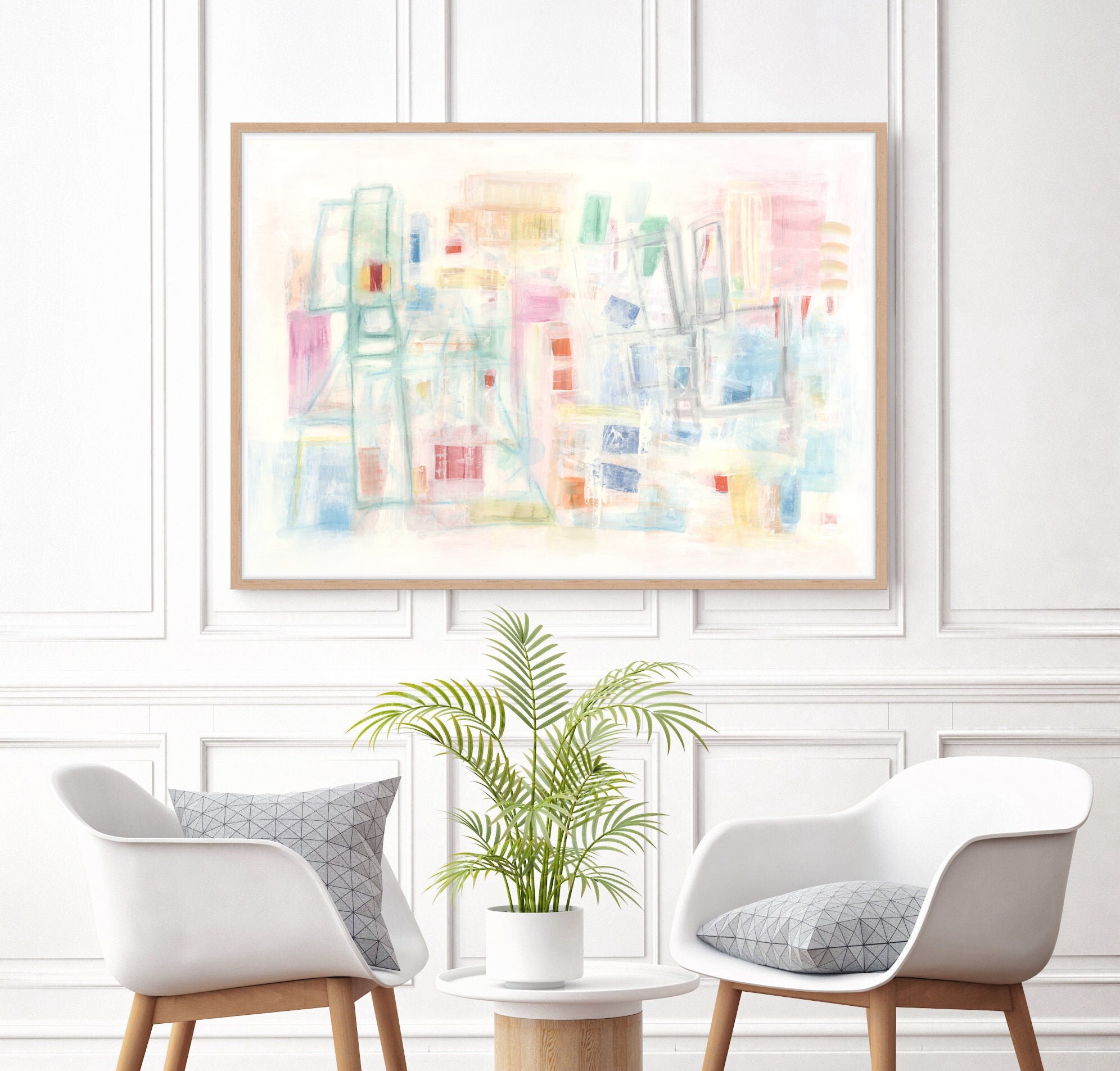 Horizontal Wall Art Pastel Abstract Wall Art Large Art Etsy