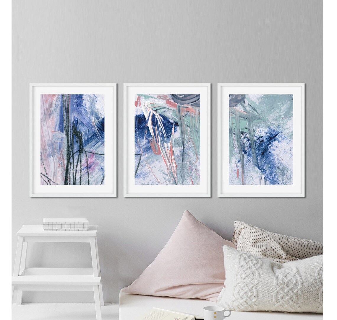 Große horizontale abstrakte Drucke 3 Stück Wandkunst | Etsy