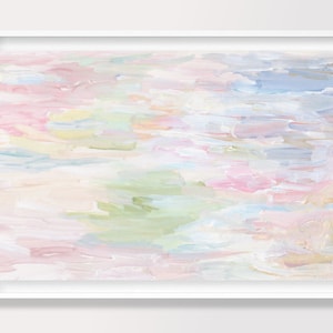 Horizontal Wall Art, Pastel Abstract Landscape Wall Art, Large Colorful Abstract Painting, Modern Relaxing Wall Decor Pastel Landscape Art