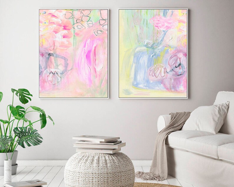 Pastel Abstract Art Downloadable Prints Set of 2 Prints Etsy