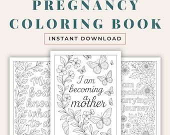 Kolorowanka z afirmacjami ciążowymi, prezent dla świadomej mamy (do druku w formacie PDF), prezent z myślą o dbaniu o siebie dla mamy po raz pierwszy i na baby shower