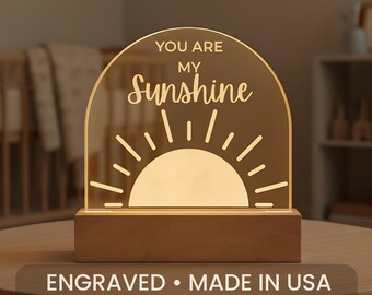You Are My Sunshine Engraved Nursery Night Light, Sweet Bedtime Quote Gift for Babies & Newborns