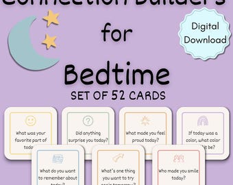 Karty do refleksji przed snem dla dzieci, Wieczorne tematy do rozmów, Narzędzie do nawiązywania kontaktów SEL, Wydrukowana rutyna uspokajająca