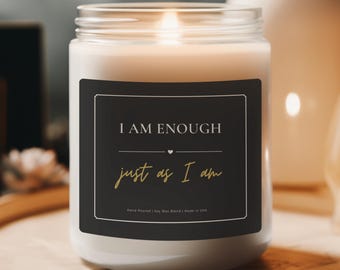 Custom Affirmation Candle Gift – 4 Uplifting Quotes For Her Self Care Mental Health Comfort Or Encouragement