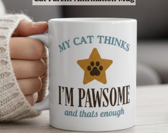 Kubek z zabawnym żartem o kotach, kubek do kawy z afirmacją dla właściciela kota, prezent urodzinowy dla właściciela zwierzaka
