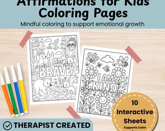 Kolorowanki z pozytywnymi afirmacjami dla dzieci + ćwiczenia do druku rozwijające pewność siebie i uważność + plik PDF SEL na powrót do szkoły do klasy lub domu