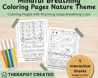 Kolorowanki do nauki uważnego oddychania dla dzieci + Ćwiczenia uspokajające do regulacji emocji + Wydrukowany plik SEL w formacie PDF na powrót do szkoły lub terapię