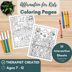 Affirmation Coloring Pages for Kids – Printable Self-Esteem and Mindfulness PDF | Mental Health Activity for Therapists, Parents & Teachers
