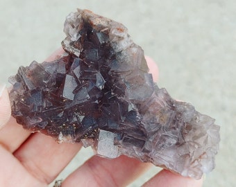 Natural Raw Purple Fluorite Crystal (Heart Shape)