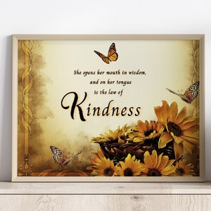 Bible verse wall art| Bible verse sign| | Christian wall art| Catholic wall art| Scripture wall decor poster | Proverbs 31| Kindness | Gifts