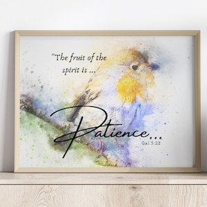 Bible verse wall art| Bible verse sign| | Christian wall art| Catholic wall art| Scripture wall decor poster | Patience | Gifts | Bird |