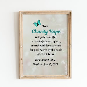 Personalized Baptism Gift| Baby Girl Christening| Baby Dedication Gift| Christian Nursery Decor | Catholic Nursery Decor| Poster print|