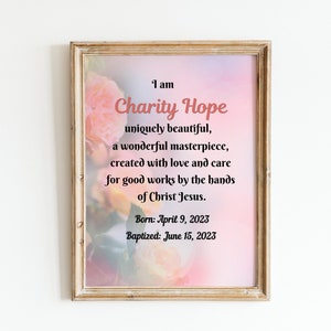 Personalized Baptism Poster| Christening Gift| Baby Dedication Gift| Christian Nursery Decor | Catholic Nursery Decor| Baby Girl