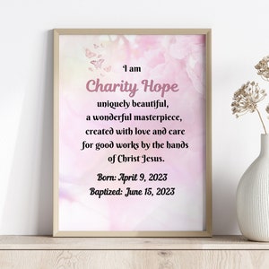 Personalized Baptism Gift Baby Girl| Christening Gift| Baby Dedication Gift | Catholic Nursery Decor| Poster print|