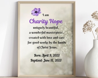 Baptism Gift| Christening Gift| Baby Dedication Gift| Christian Nursery Decor | Catholic Nursery Decor| Baby Girl| Poster print|