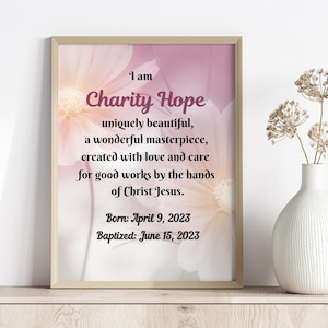 Personalized Baptism Gift Baby Girl| Christening Gift| Baby Dedication Gift | Catholic Nursery Decor| Poster print|
