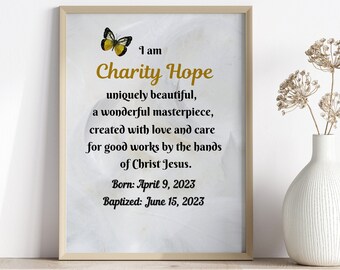 Baptism Gift| Christening Gift| Baby Dedication Gift| Christian Nursery Decor | Catholic Nursery Decor| Baby Girl| Poster print|