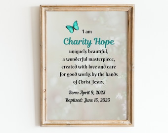 Personalized Baptism Gift| Baby Girl Christening| Baby Dedication Gift| Christian Nursery Decor | Catholic Nursery Decor| Poster print|