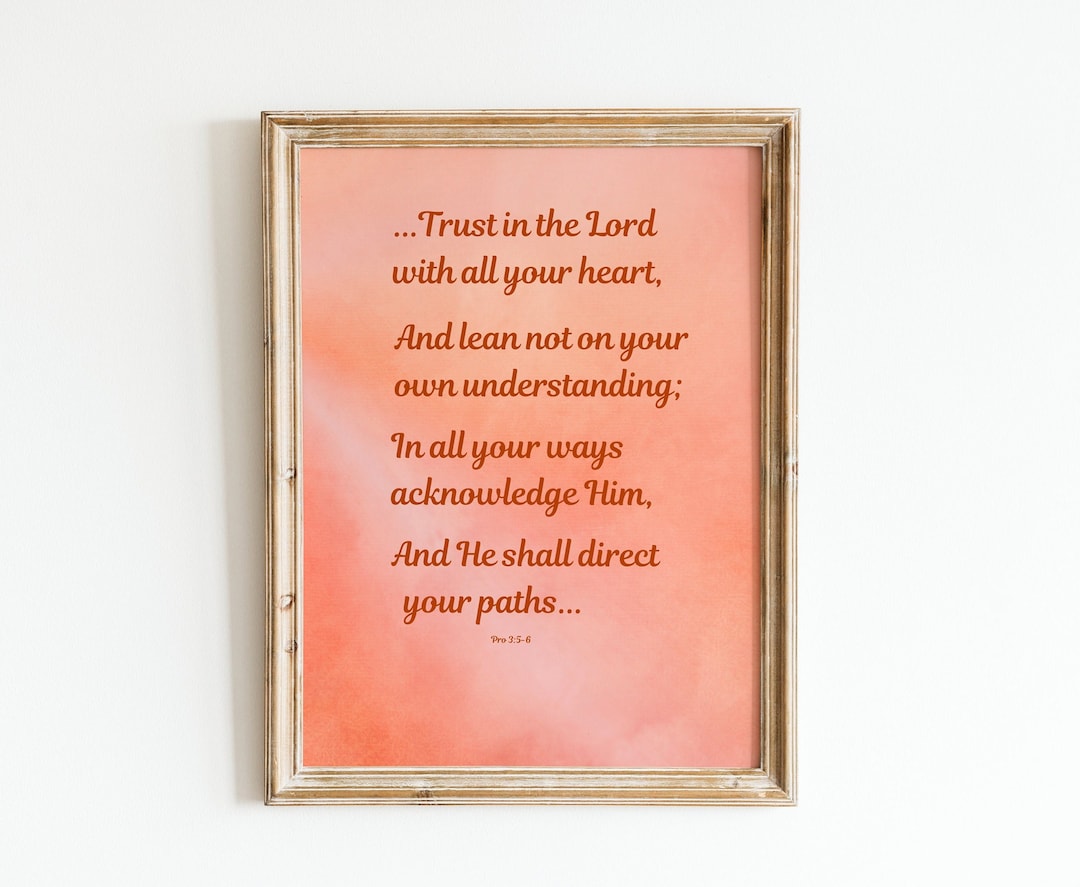 Bible Verse Prints| Proverbs 3:5-6| Christian Wall Art| Catholic Wall ...