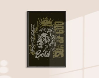 Valiente como un león, Justicia de Dios, arte mural, fe cristiana, fe en Dios, arte mural