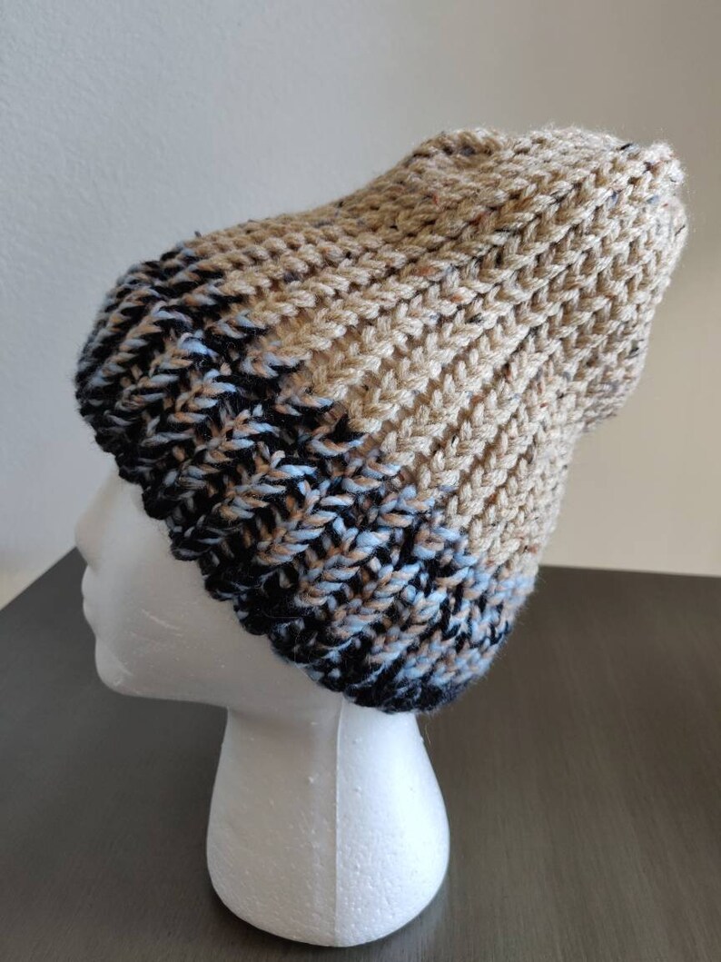 Mens beanie hat Colors- cream /& black knit beanie Womens Winter hat