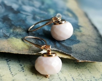 Peruvian Pink Opal And Rose Gold Lever Back Earrings Everyday Earrings Andean Pink Opal October Jewelry Gifts For Her