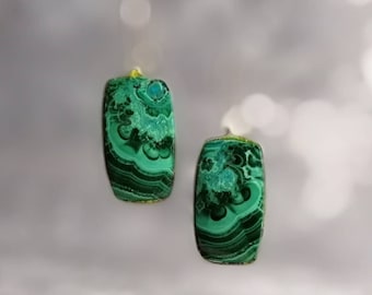 Malachite Chrysocolla Earrings, Sterling Silver Jewelry