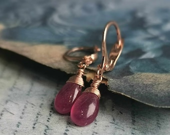 AAA Pink Sapphire Earrings Precious Sapphire Jewelry Sterling Silver Gold Filled Rose Gold Filled Earrings September Jewelry Gifts For Her