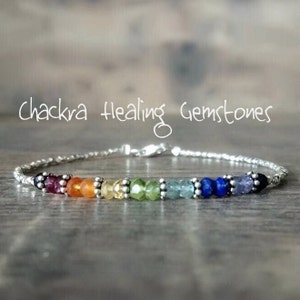 Seven Chakras Bracelet, Garnet Carnelian Citrine Peridot Aquamarine Lapis Lazuli Tanzanite Black Spinel And Karen Hill Silver Beads Bracelet