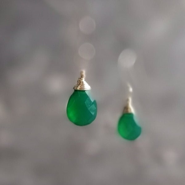 Green Onyx Earrings, Dainty Earrings Silver Earrings Best Quality Faceted Onyx JewelryGifts For Her