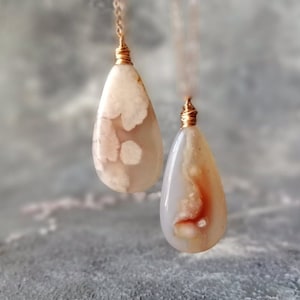 Einzigartige Moos Achat Halskette, Rose Gold Halskette, Große Moos Anhänger Halskette Geschenke für Sie