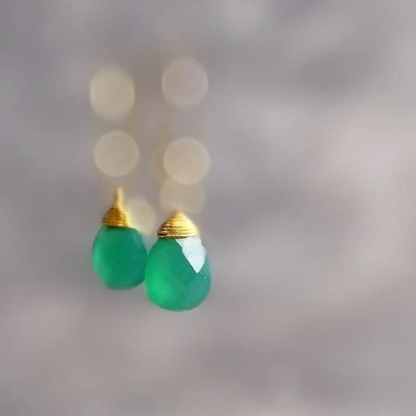 Green Onyx Earrings, Dainty Earrings Gold Earrings Best Quality Faceted Onyx Jewelry Gifts For Her
