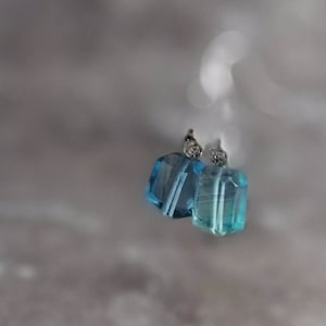 Blue Fluorite Earrings, Sterling Silver Earrings Healing Crystals Gemstone Earrings Gifts For Her